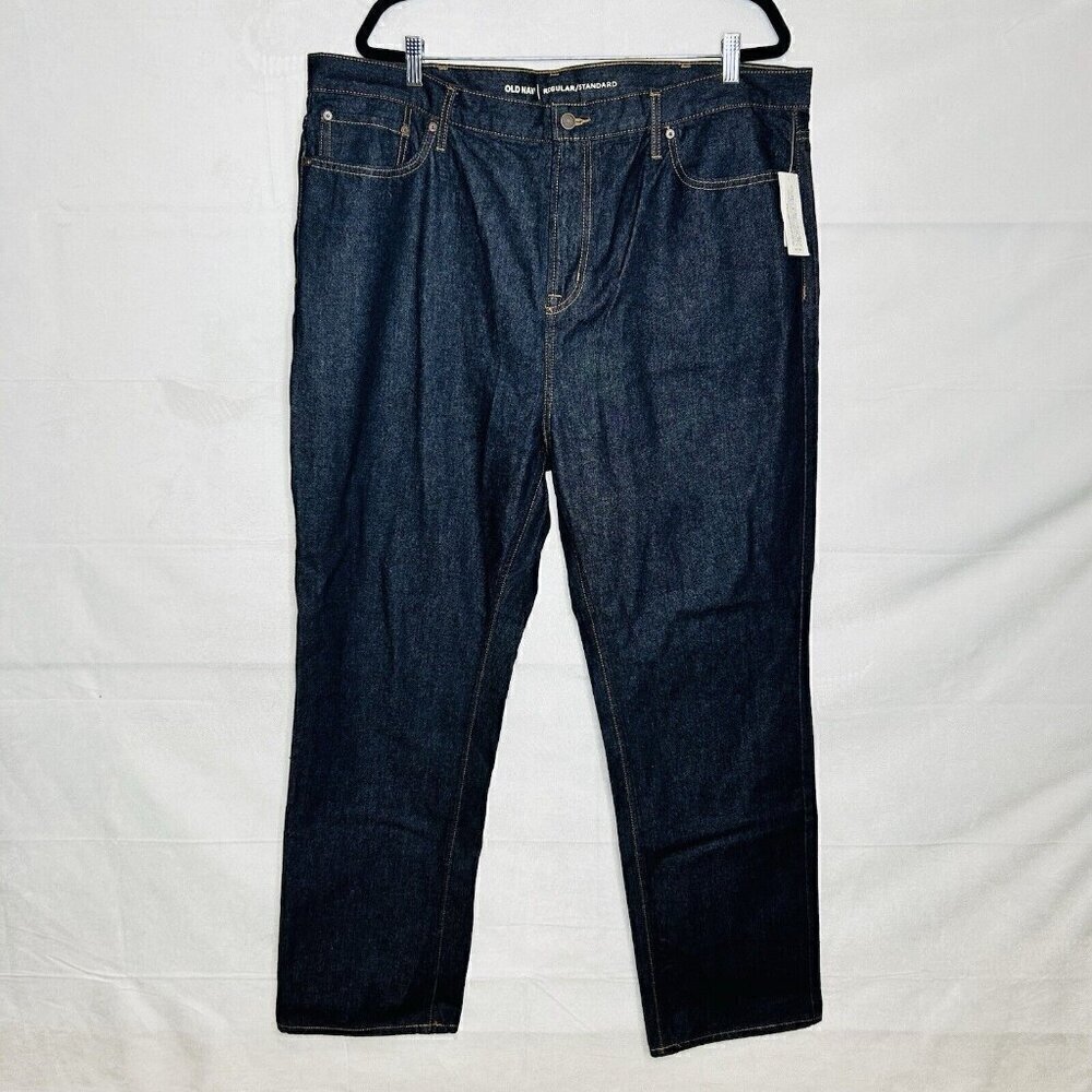 NWT Old Navy Men’s Jeans 42 X 32 Regular Straight Dark Blue Cotton Blend